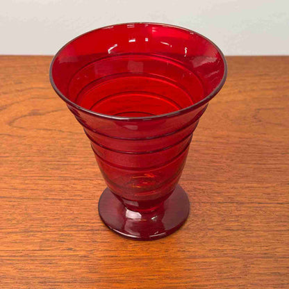 Whitefriars ruby ribbon trail footed vase