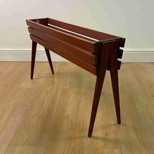 1960s slatted teak planter on legs by R A Lister